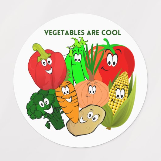 Superheld, buntes Gemüse Etiketten (Design 2)