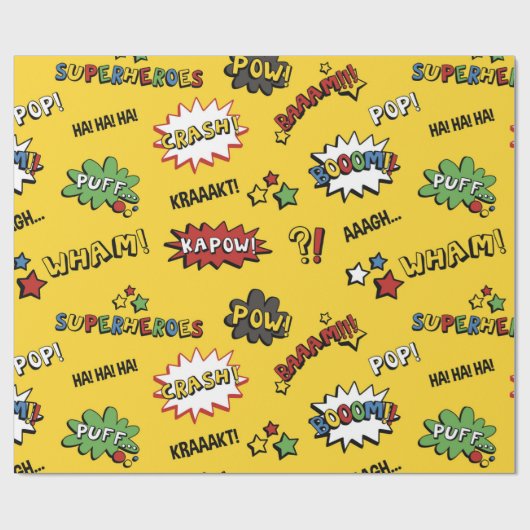 Superheld-buntes Spaß-Muster Geschenkpapier (Flach)