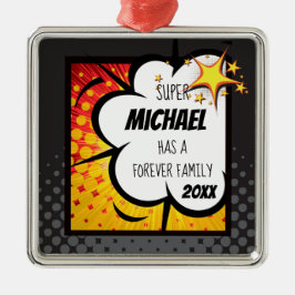 Superheld-Comic-Buch-Adoption, Familien-Geschenk Silbernes Ornament