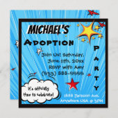Superheld-Comic-Buch-Adoptions-Party Einladung (Vorne/Hinten)