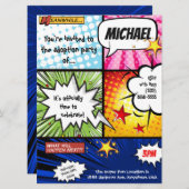 Superheld-Comic-Buch-Adoptions-Party Einladung (Vorne/Hinten)