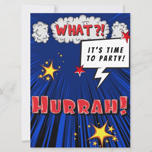 Superheld-Comic-Buch-Adoptions-Party Einladung (Rückseite)