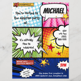 Superheld-Comic-Buch-Adoptions-Party Einladung