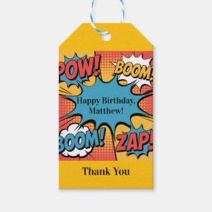 Superheld Comic Buch Pop Art Jungen Geburtstag Dan Geschenkanhänger