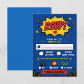 Superheld Comic Hell Leuchtende Hochzeit RSVP Karte (Vorne/Hinten)
