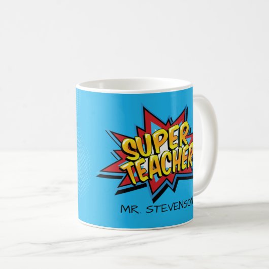 Superheld-Comic-Lehrer-Geschenk Kaffeetasse (VorderseiteRechts)