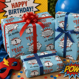 Superheld Comic Sprechblase Geburtstag Danke Geschenkpapier
