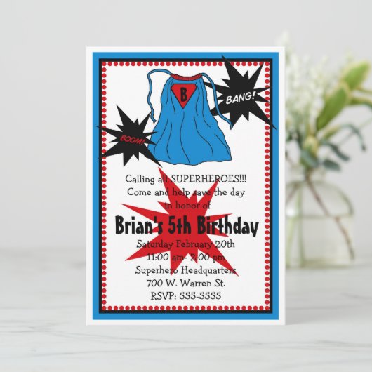 Superheld-Einladungen Einladung (Stehend Vorderseite)