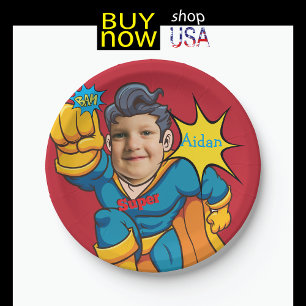 Superheld 🦸 Geburtstag Fantastisches Kid-Budget Pappteller