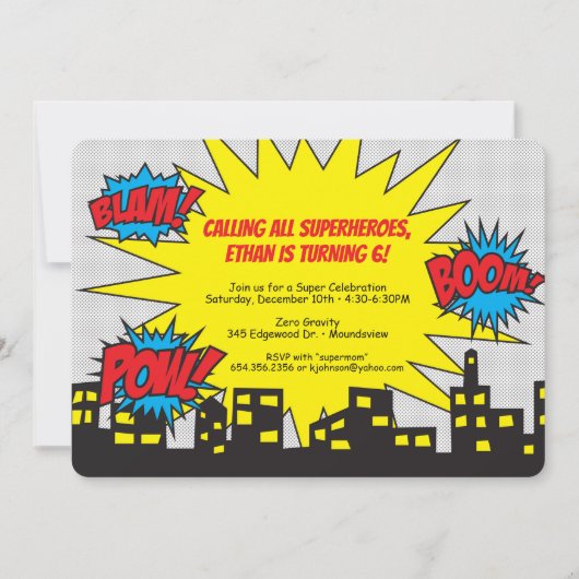 Superheld-Geburtstags-Einladung Einladung (Vorderseite)