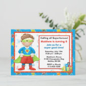 Superheld-Geburtstagsparty Einladung (Stehend Vorderseite)
