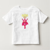 Superheld Girl, Blonde Hair, rosa Cape, Niedliches Kleinkind T-shirt (Vorderseite)