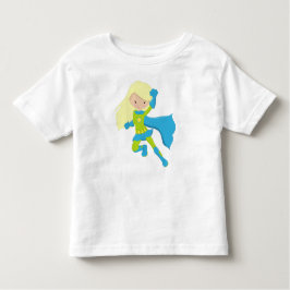 Superheld Girl, Niedlich Girl, Blonde Hair, Blue C Kleinkind T-shirt