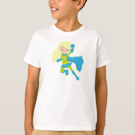 Superheld Girl, Niedlich Girl, Blonde Hair, Blue C T-Shirt