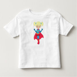 Superheld Girl, Niedlich Girl, Blonde Hair, Red Ca Kleinkind T-shirt
