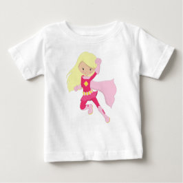 Superheld Girl, Niedlich Girl, Blonde Hair, rosa C Baby T-shirt
