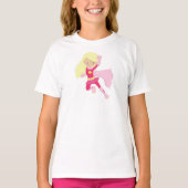Superheld Girl, Niedlich Girl, Blonde Hair, rosa C T-Shirt (Vorderseite)