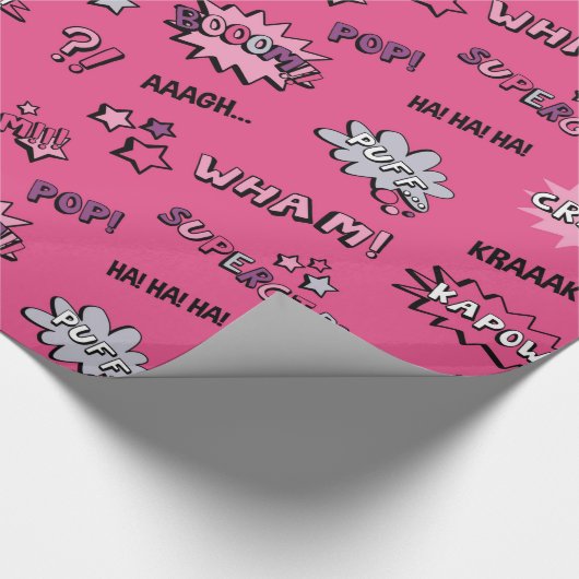 Superheld-Girly Muster Geschenkpapier (Ecke)