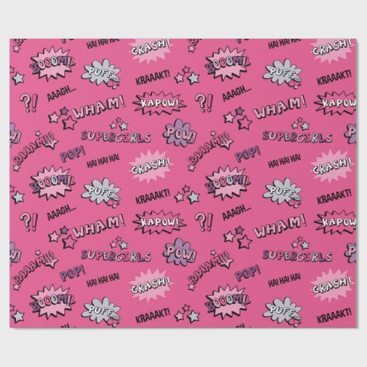 Superheld-Girly Muster Geschenkpapier (Flach)
