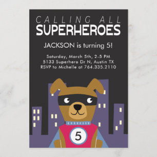 Superheld Hund Geburtstagspartei Einladung