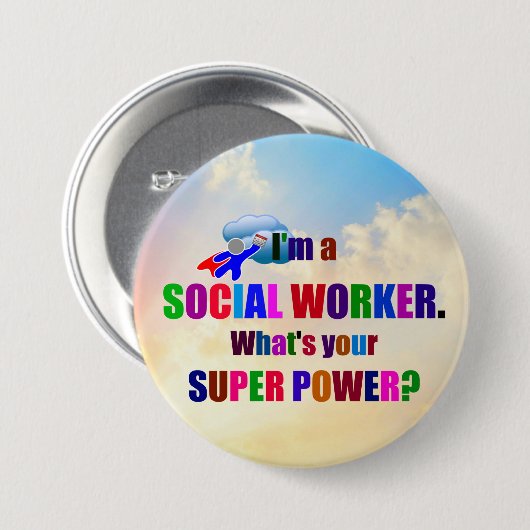 Superheld "Ich bin Sozialarbeiter" Button (Vorne & Hinten)