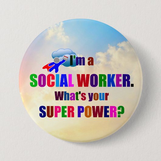 Superheld "Ich bin Sozialarbeiter" Button (Vorderseite)