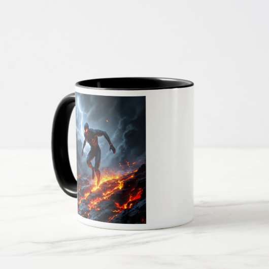 Superheld in futuristischer Kombination. Tasse (Vorderseite Links)