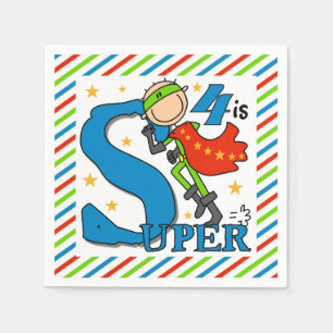 Superheld-Jungen-4. Geburtstags-Papierservietten Serviette