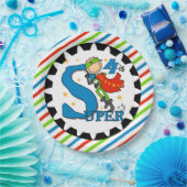 Superheld-Jungen-4. Geburtstags-PapierTeller Pappteller (Party)