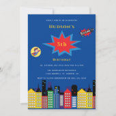 Superheld-Kindergeburtstag mit veränderbarer Leben Einladung (Vorderseite)