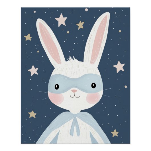 Superheld Kinderzimmer Print, Bunny Wall Art Kinde Poster (Vorderseite)