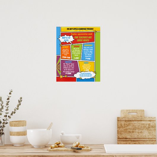 Superheld Lehrer Lehrerwoche Poster (Küche)