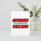 Superheld... Lehrer Postkarte (Stehend Vorderseite)