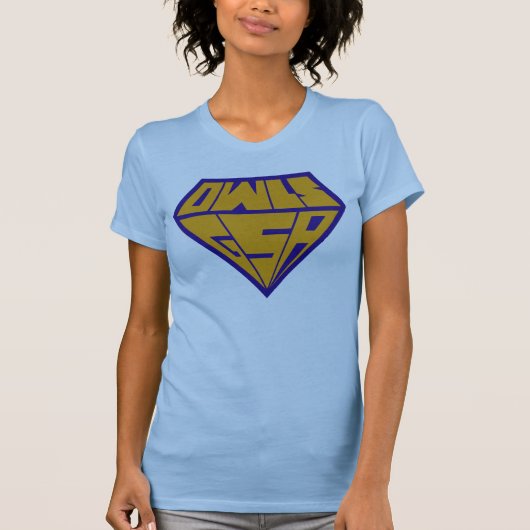 Superheld-Logo der Eulen-GSA blau und gelb T-Shirt (Vorderseite)