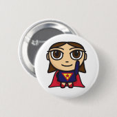 Superheld-Mädchen-Charakter Button (Vorne & Hinten)