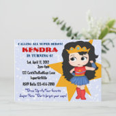 Superheld-Mädchen-Einladung Einladung (Stehend Vorderseite)