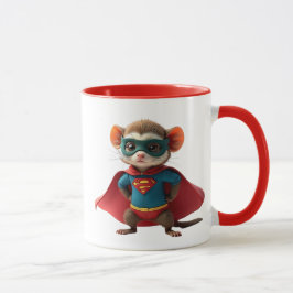 Superheld-Maus mit rotem Umhang und Maske. Tasse