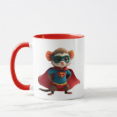 Superheld-Maus mit rotem Umhang und Maske. Tasse (Links)