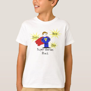 Superheld mit Aktionswörtern T-Shirt