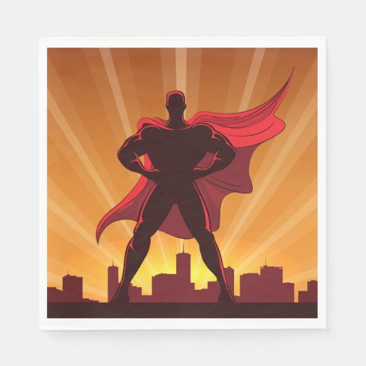 Superheld mit rotem Kap Serviette (Vorderseite)