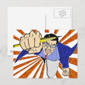 Superheld mit Stift Postkarte (Vorne/Hinten)