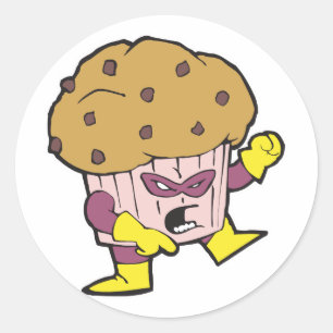 Superheld Muffin-Mann Charakter Runder Aufkleber