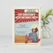 Superheld Old Comic Geburtstagsparty (blond) Einladung (Stehend Vorderseite)