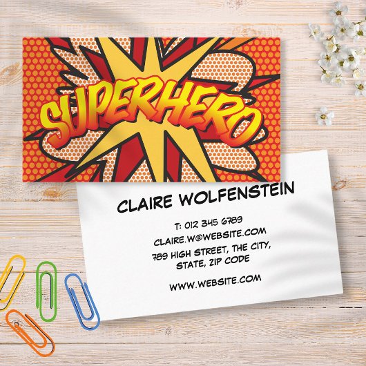 SUPERHELD Retro-Comic-Style Visitenkarte