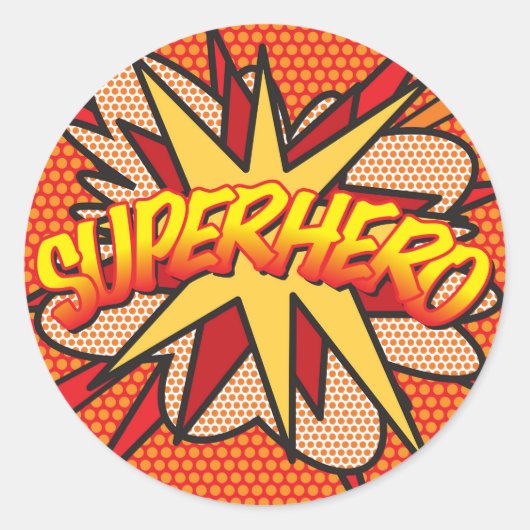 SUPERHELD Spaß Comic Buch Runder Aufkleber (Vorderseite)
