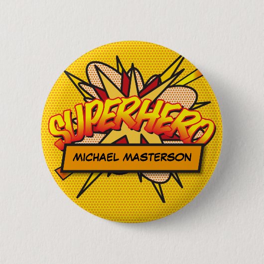 SUPERHELD Spaß Modernes Comic-Heft Personalisiert Button (Vorderseite)