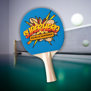 SUPERHELD Spaß Retro-Comic-Book-Pop-Art Tischtennis Schläger