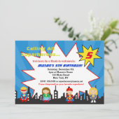 Superheld Super Hero Geburtstagsparty Einladungen (Stehend Vorderseite)