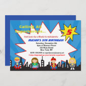 Superheld Super Hero Geburtstagsparty Einladungen (Vorne/Hinten)