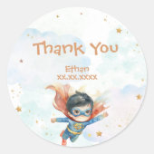 Superheld Superboy Kindergeburtstag vielen Dank Runder Aufkleber (Vorderseite)